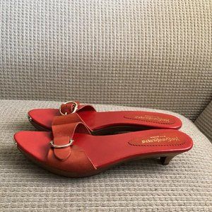 Yves Saint Laurent YSL Orange Kitten Heel Mules